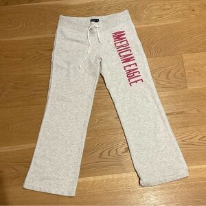 American Eagle Outfitters Light Gray Women’s Joggers with Pink Logo